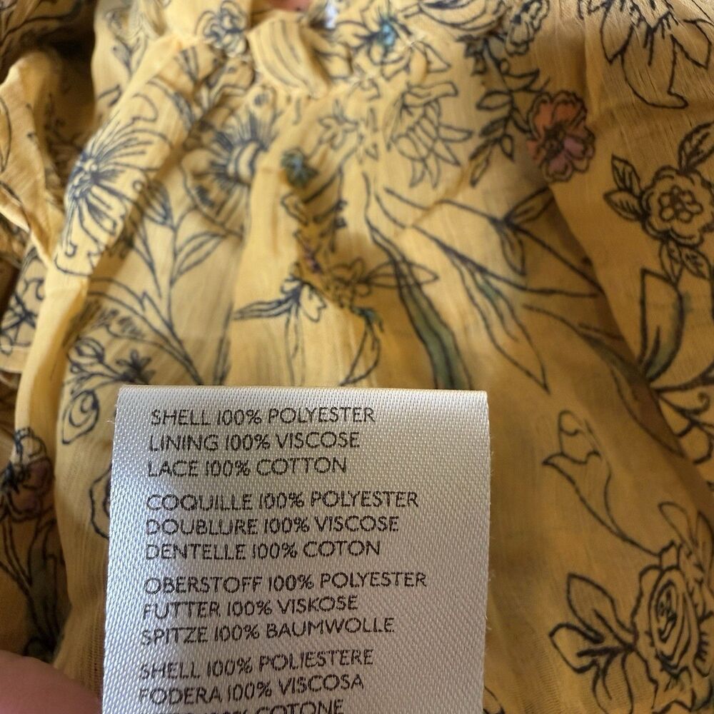 Free People Cassis Chiffon Maxi Dress Turmeric Floral Tiered Boho Festival Large - Picture 14 of 15